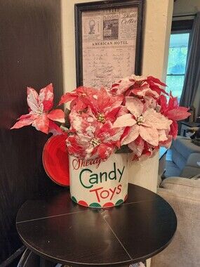 Vintage Set of 2 Large Frosted Poinsettia Stems